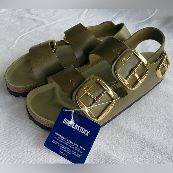Birkenstock Big Buckle Sandals - Olive Green Leather - Size 42/Women’s 11 NIB - Picture 4 of 9